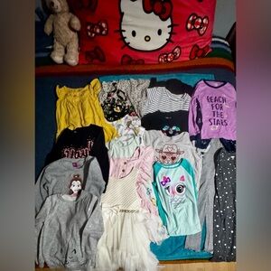 Girls Mixed Clothing Lot - Bright Yellow, Pink, Teal & Gray Pieces